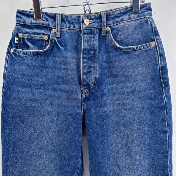 Lovers + Friends Reece High Rise Rigid Slim Straight Distressed Jeans Size 26 - Picture 4 of 8